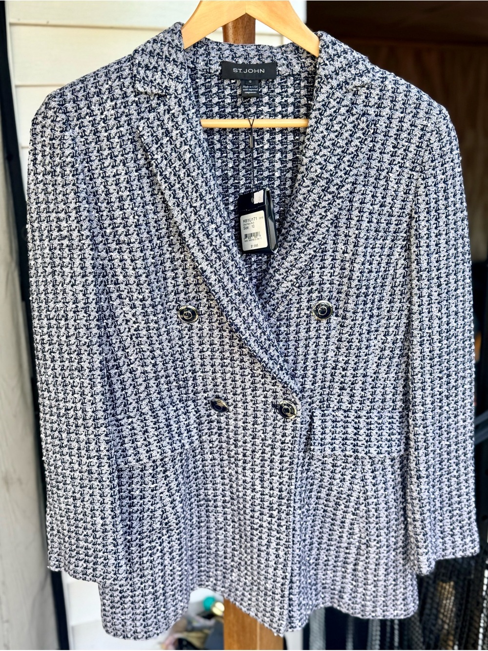 St. John Navy Tweed Double-Breasted Blazer